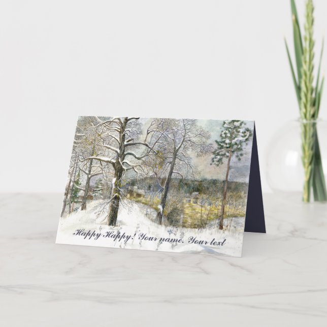 Cartão aquarela da ponte de inverno (Frente)