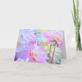 Cartão Aquarela Dahlia Flores Feliz Aniversário