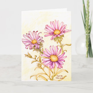Cartão Aquarela de flor silvestre botânica, interior em b