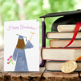 Cartão Aquarela de Graduado com Diploma