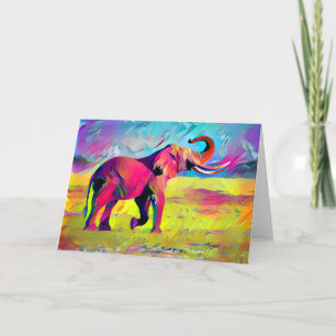 Cartão Aquarela de Mãe Elefante