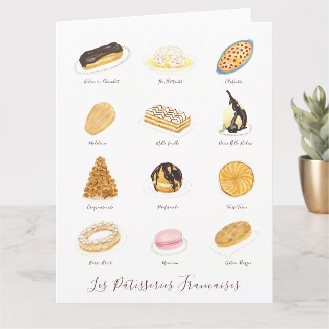 Cartão Aquarela de Pâtisserie Françaises (Planta pequena)