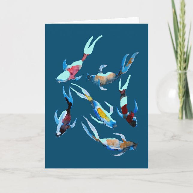 Cartão Aquarela de Peixe Koi (Frente)