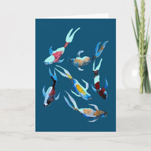 Cartão Aquarela de Peixe Koi