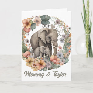 Cartão Aquarela Elefante Primeiro Dia das Mães