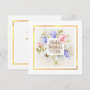 Cartão Aquarela Feliz Dia das Mães – Floral Elegante
