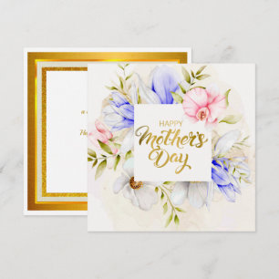 Cartão Aquarela Feliz Dia das Mães – Floral Elegante