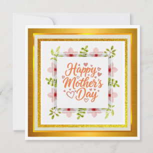 Cartão Aquarela Feliz Dia das Mães I Floral Elegante