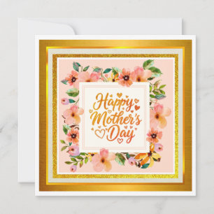 Cartão Aquarela Feliz Dia das Mães I Floral Elegante