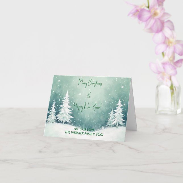 Cartão Aquarela Feliz Natal e Feliz ano novo (Orquídea)