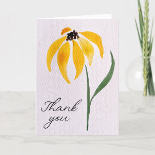 Cartão Aquarela Flor Amarela Obrigado Outono Grato