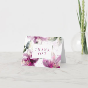 Cartão Aquarela Flor de Lírio Rosa Obrigada
