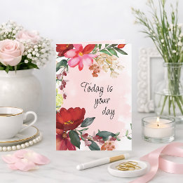 Cartão Aquarela Floral Aniversário ou Dia das Mães Person
