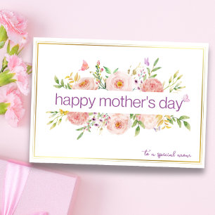 Cartão Aquarela Floral Feliz Dia das Mães