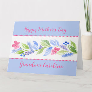 Cartão Aquarela Floral Feliz Dia das Mães NOME