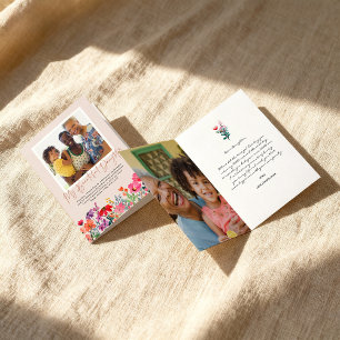 Cartão Aquarela Floral   Foto do Dia das Mães da Filha