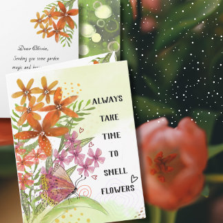 Cartão Aquarela Floral Mágica Motivacional de Recuperação