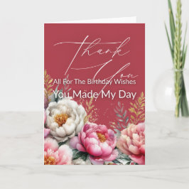 Cartão Aquarela Floral Obrigado a Todos Pelo Aniversário