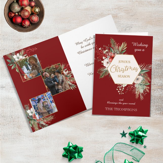 Cartão Aquarela Flores de inverno Vermelho 3 Fotos Natal (Criador carregado)