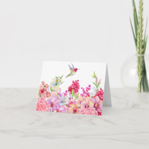 Cartão Aquarela Flores de Pássaros