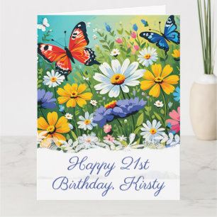 Cartão Aquarela Flores Vibrantes de Primavera Aniversário