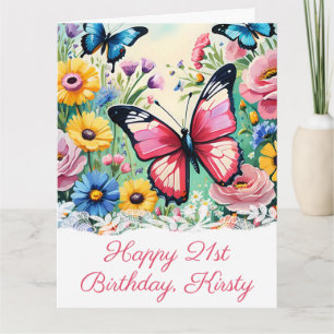 Cartão Aquarela Flores Vibrantes de Primavera Aniversário