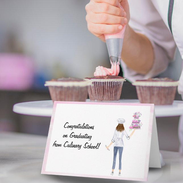 Cartão Aquarela  Formatura de Confeitaria & Chef (Criador carregado)