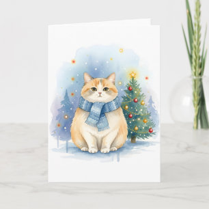 Cartão Aquarela Gato Tabby Laranja Adorável Cumprimento d