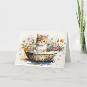 Cartão Aquarela Kitten Fica Bem Em Breve