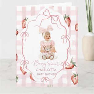Cartão Aquarela menina doce de baga elegante morango bi