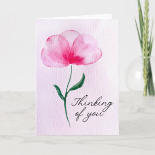 Cartão Aquarela Pensando em Você Floral de Condolências