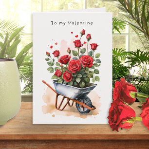 Cartão Aquarela Rosas Vermelhas Floral Rústico Dia dos Na