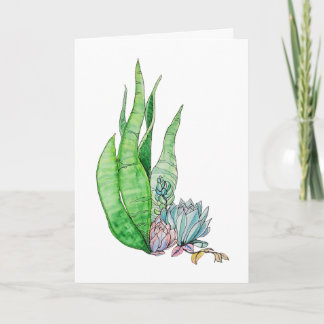 Cartão Aquarela Suculentas Botânica Verdura
