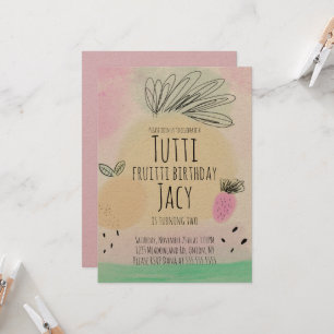 Cartão Aquarela Todos os Frutas de Aniversário Desenhados
