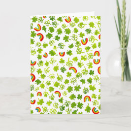 Cartão Aquarela Trevos & Arcos-íris St Patty's Irlandês