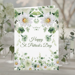Cartão Aquarela Verde Floral Feliz Dia de São Patrício