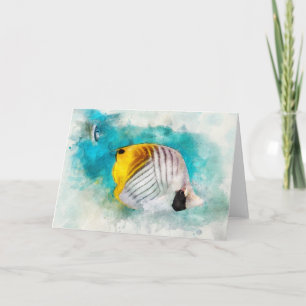 Cartão Aquarelas tropicais havaianas - Peixes-borboletas