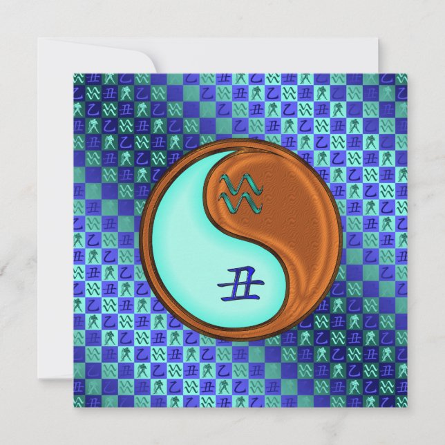 Cartão Aquário e Ox de madeira (Frente)