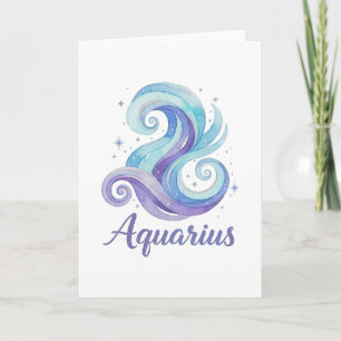 Cartão Aquário Zodíaco Aquarela Estrelas Celestiais Jan F