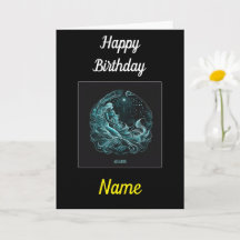 Aquarius Astrology Star Designed Card de aniversár