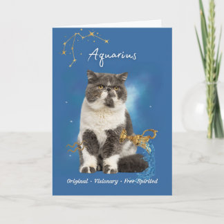 Cartão Aquarius Cat Birthday Card