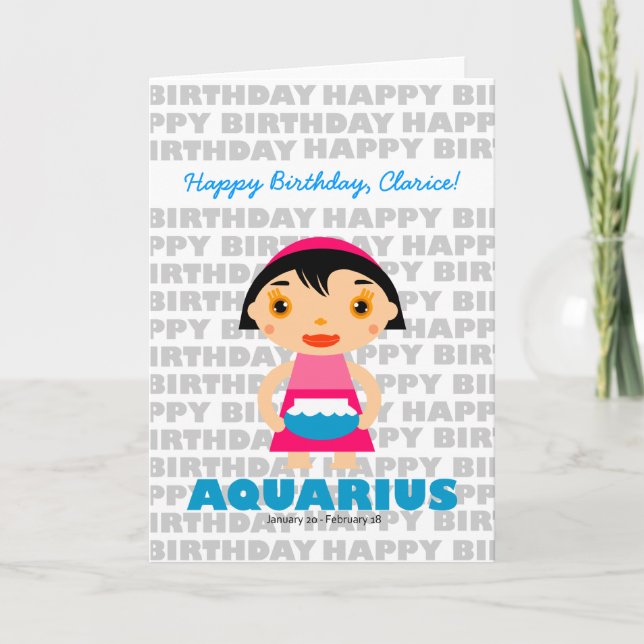 Cartão Aquarius Zodiac - Sinal de Aniversário (Frente)