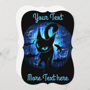 Cartão Aquático - Gato Surreal na Fantasia do Oceano Prof