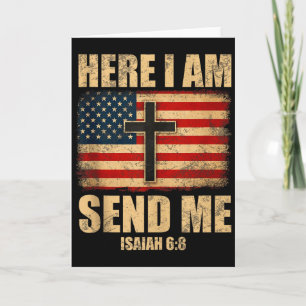 Cartão Aqui Estou Envie-me Isaías 6_8 Bandeira Americana