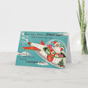 Cartão Aqui Vem a Espaçonave do Papai Noel