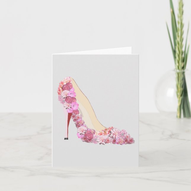Cartão Aqui Vem A Noiva Floral Heels Nota Pessoal (Frente)