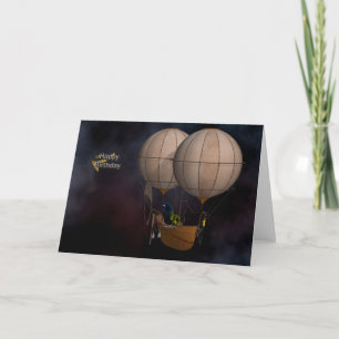 Cartão Ar quente Baloon de Steampunk do feliz aniversario