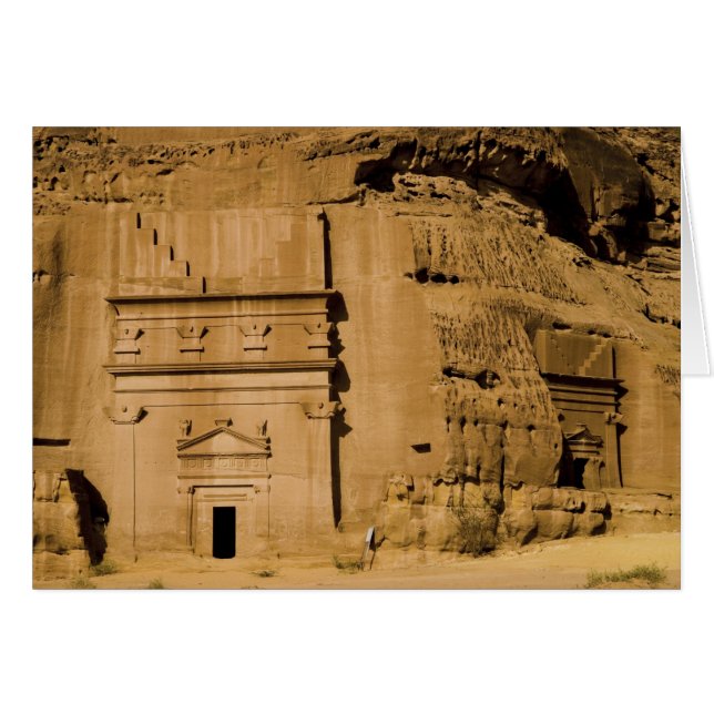 Cartão Arábia Saudita, local de Madain Saleh, 3 antigos (Frente Horizontal)