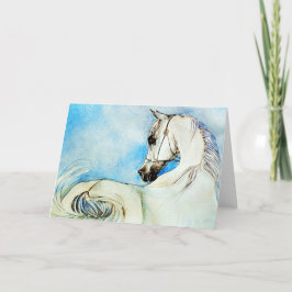 Cartão Arabian Horse Portrait In Blue Blank Greeting Card