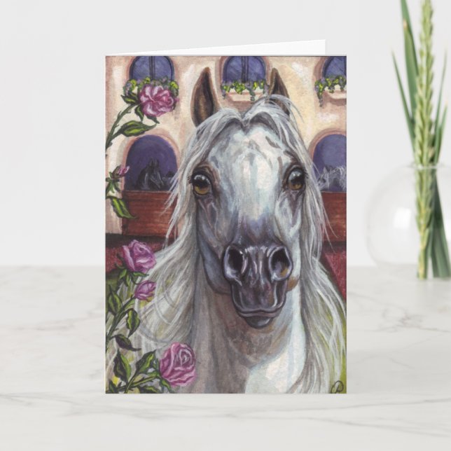Cartão ARABIAN HORSE Roses Note Card (Frente)